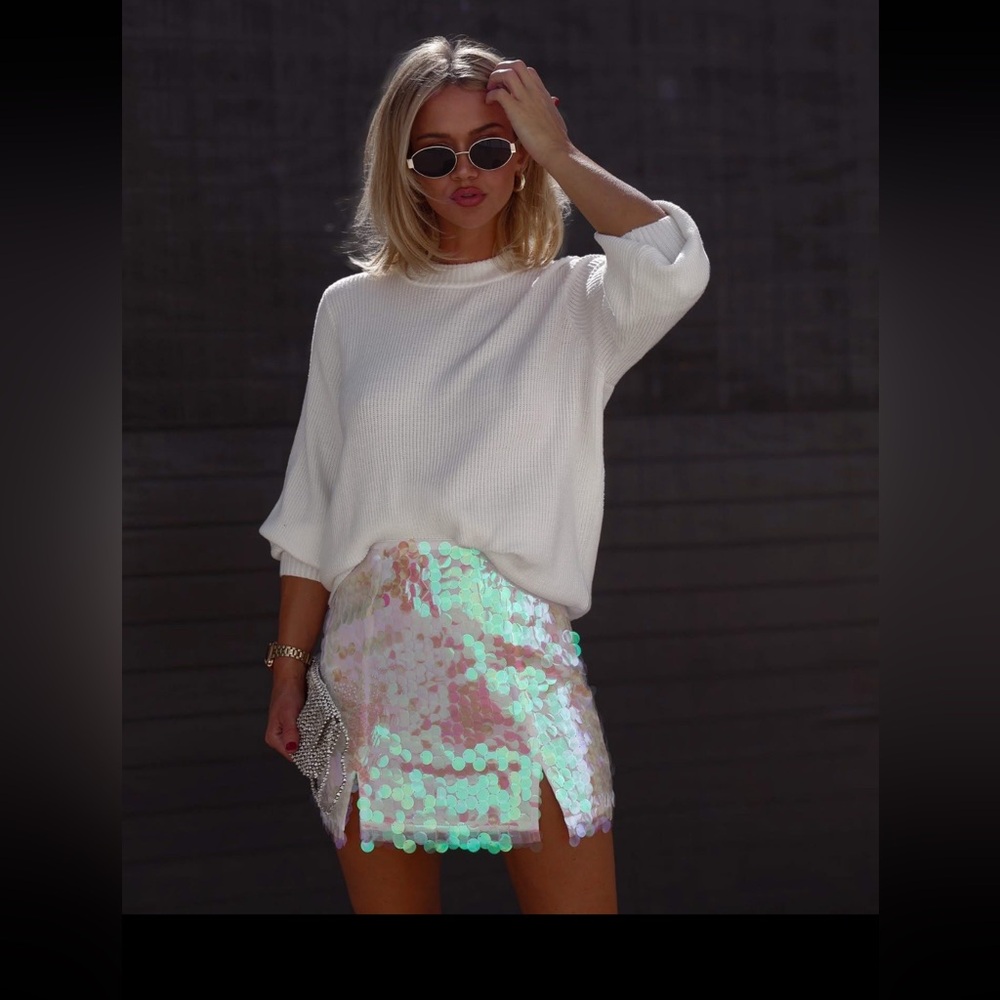 Iridescent Sequin Mini Skirt
